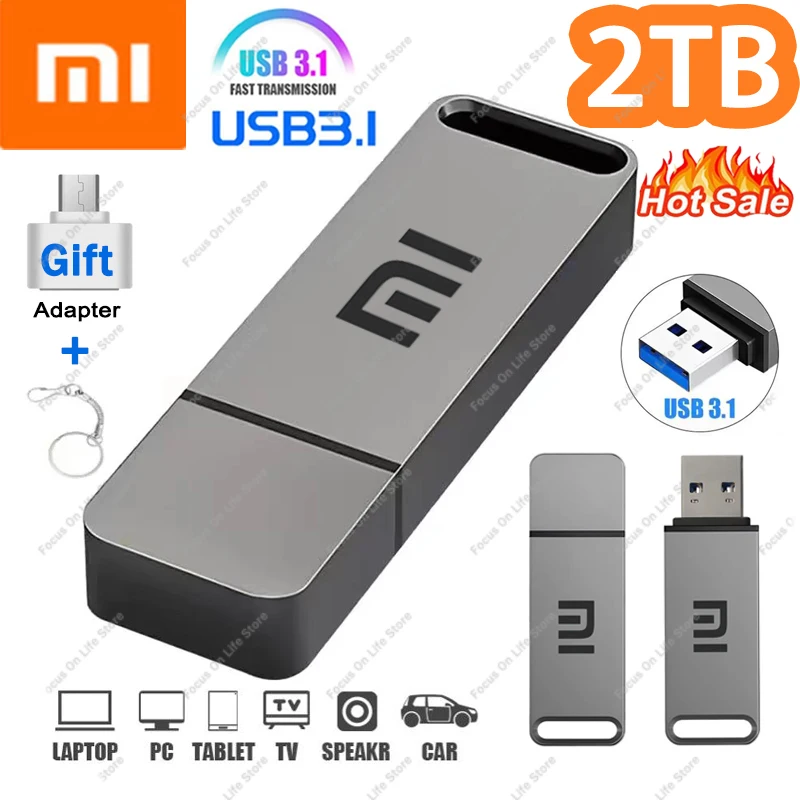 USB-флеш-накопитель Xiaomi Pen Drive 3.1 2 ТБ, высокоскоростной переносной металлический USB-накопитель большой емкости на 1 ТБ для устройств хранения компьютеров