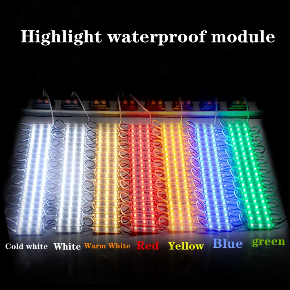 Фото 20 шт./лот DC12V светодиодный модуль 3 SMD 5054 холодный белый/красный цвет водонепроницаемый IP66 супер яркая подсветка для вывески №5
