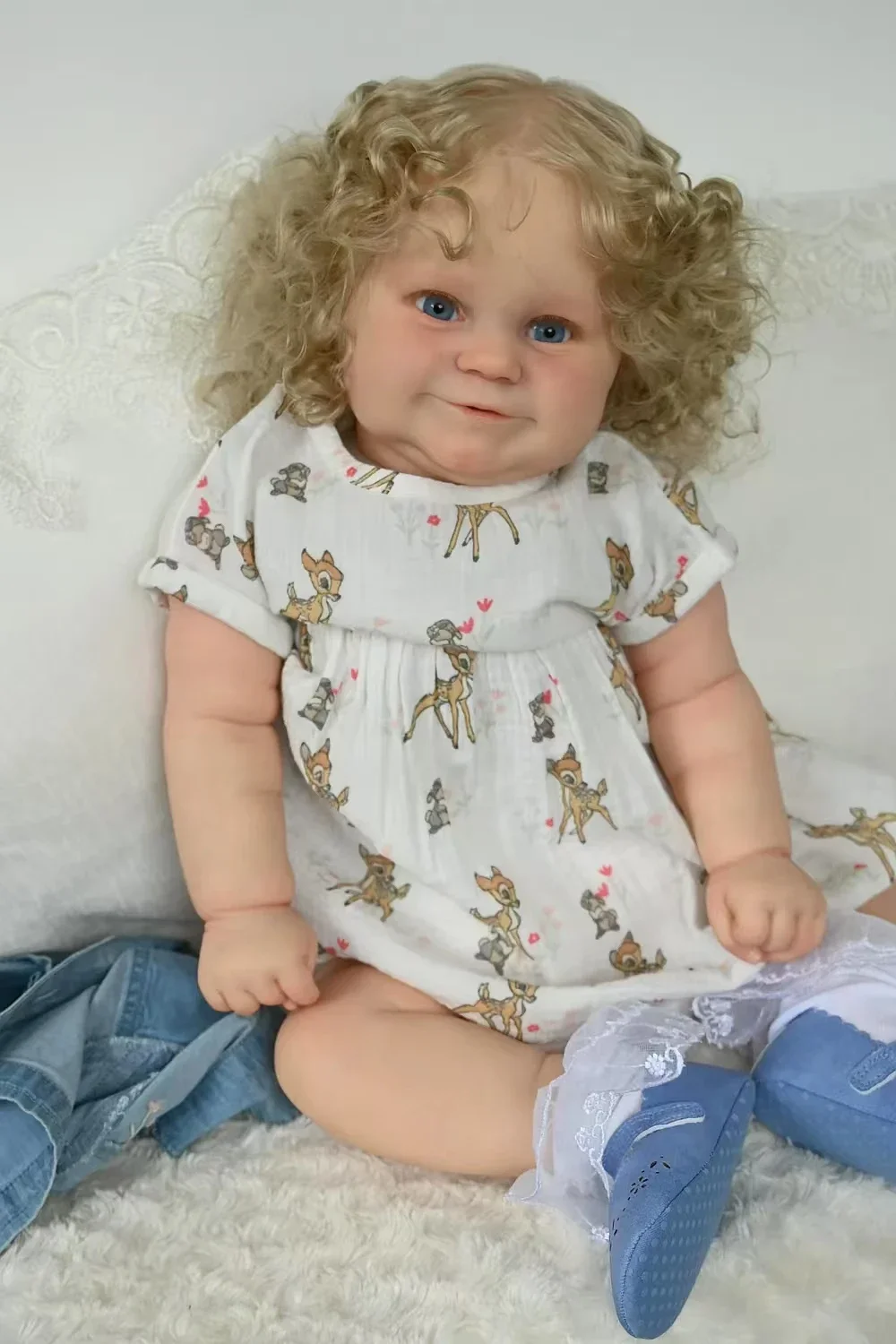 Фото SINO-BB Индивидуальная ограниченная поставка 24-дюймовая кукла Reborn Baby Maddie с укорененными волосами, уже готовая кукла с различным платьем №3