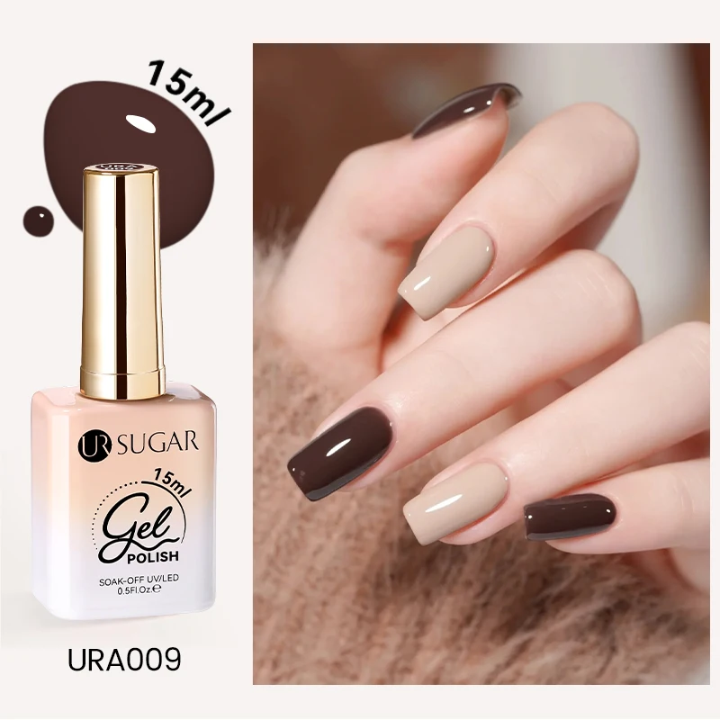 Фото UR SUGAR 15 мл Cafe Brown Series Цветной гель Осенние цвета Гель-лак Все для ногтей Soak Off UV LED Полуперманентный дизайн ногтей №3