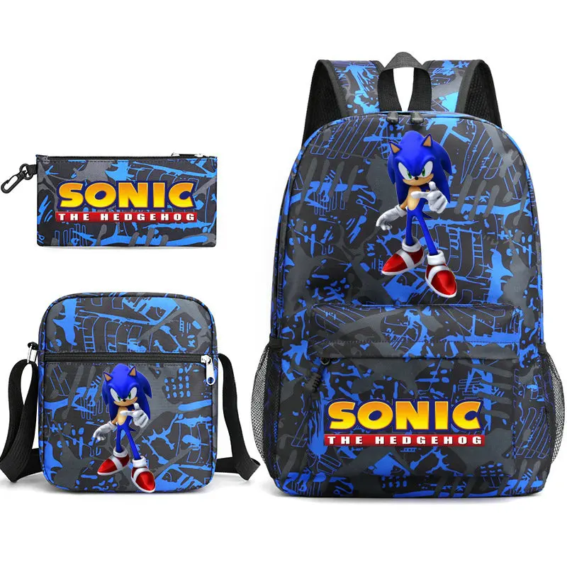 Рюкзак Sonic для подростков, школьные ранцы для мальчиков и девочек, вместительный дорожный ранец для ноутбука, повседневные Рюкзаки, 3 шт.