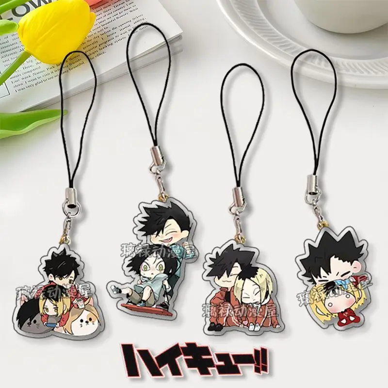 Аниме периферийная цепочка для ключей Haikyuu, милый мультяшный кулон для телефона Хината шоё тобио кагеяма, детский декоративный кулон для рюкзака