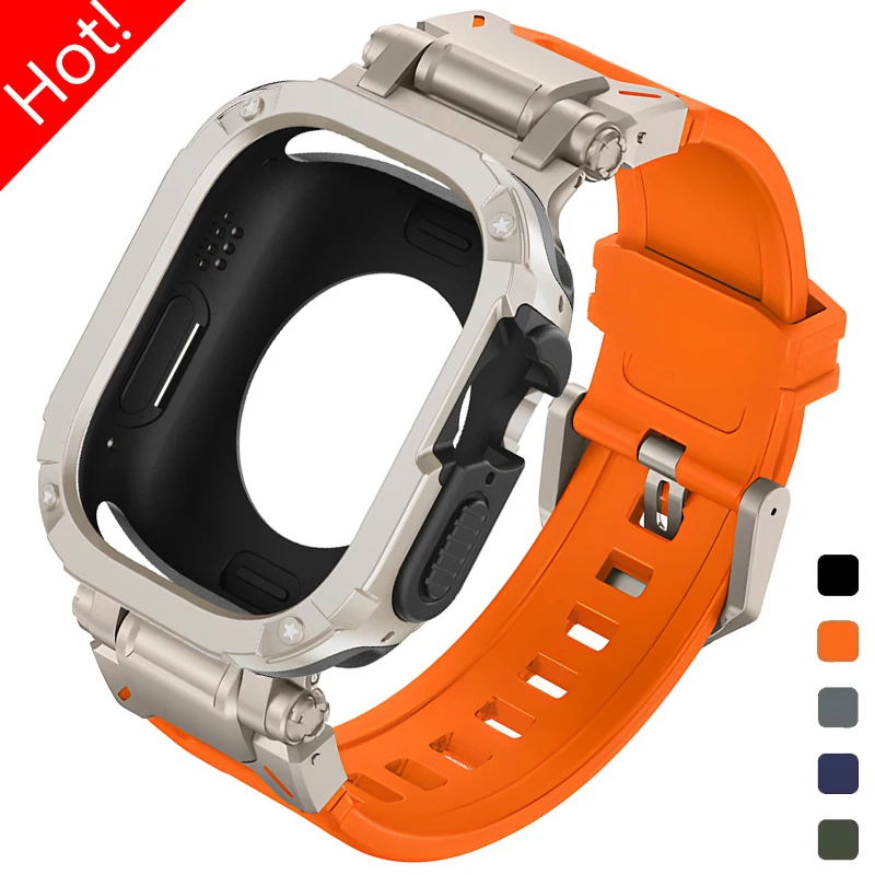 Ремешок чехол + для Apple Watch Band Ultra 2 49 мм 44 мм 45 мм, защитное покрытие из ТПУ, силиконовый браслет для IWatch Series 9 8 7 6 5 4