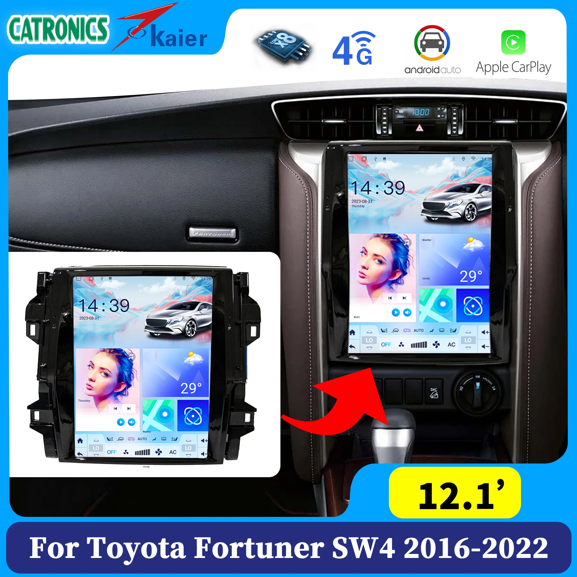 Toyota Fortuner Android Tesla VRZ Hilux SW4 центральный мультимедийный экран 2022 2020 2023 2019 2016 2017 2018 автомобильное стерео радио