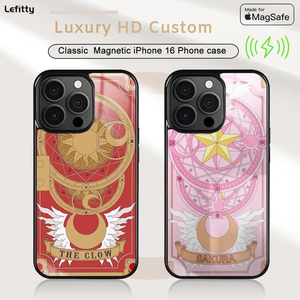Чехол для телефона Cardcaptor S-Sakura MagSafe Magnetic для iPhone 16, 15, 14, 13, 12, 11 Pro Plus Max Mini, беспроводное зарядное устройство, принципиально