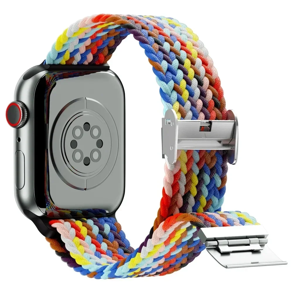 Фото Ремешок нейлоновый для Apple Watch Band 44 мм 45 мм 42 мм 41 мм, плетеный браслет для iWatch Series 7 6 3 SE 4 5 8 Ultra 49 мм №2