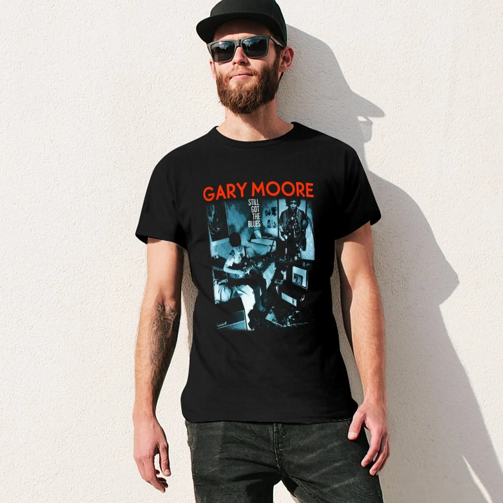 Фото Футболка GARY MOORE с животным принтом для мальчиков, хлопковые мужские футболки, забавные футболки для мужчин №3