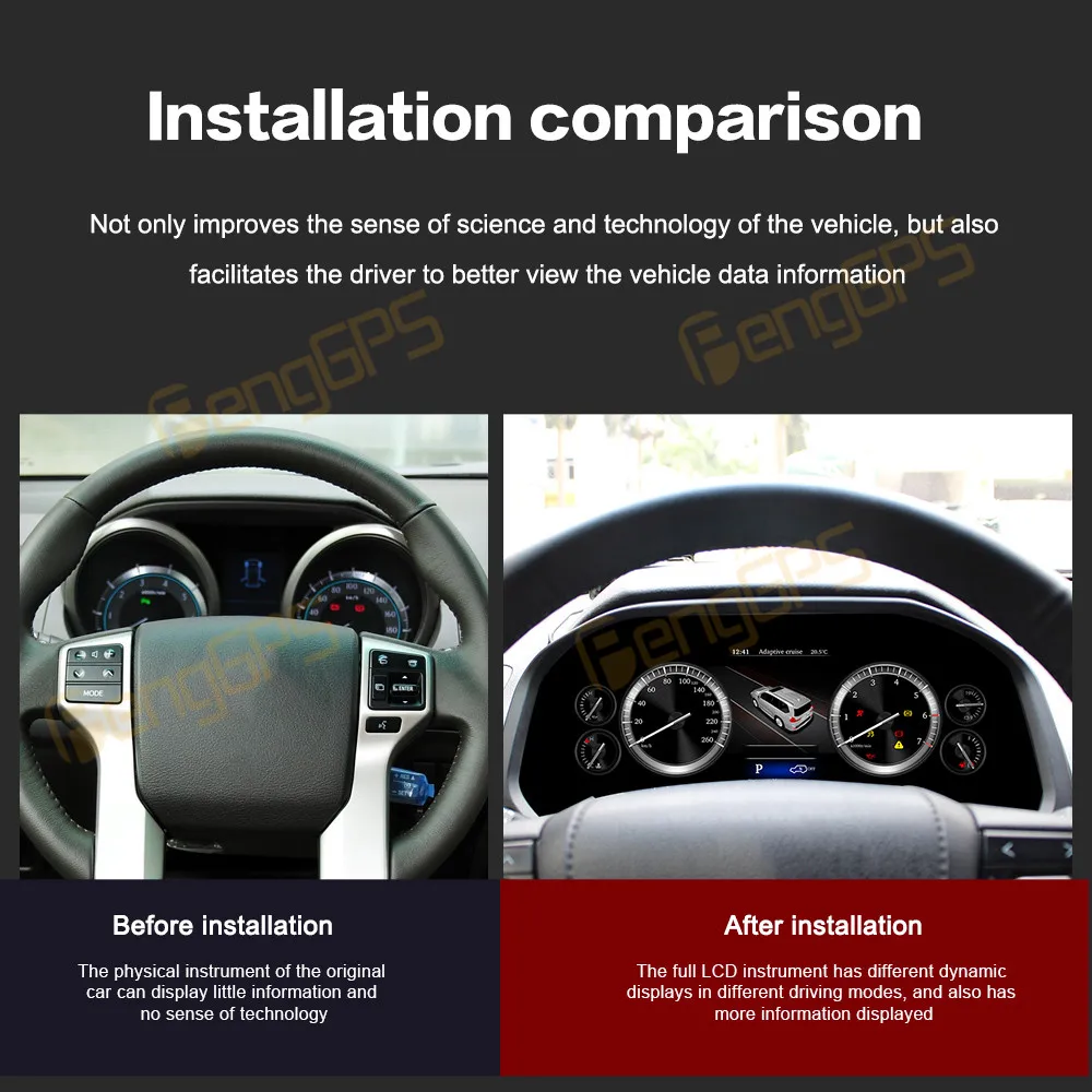 Фото Цифровой кластер для Toyota Land Cruiser Prado 2010-2020, автомобильный ЖК-дисплей, приборная панель, виртуальный CockPit, измеритель скорости, приборная панель Linux №4
