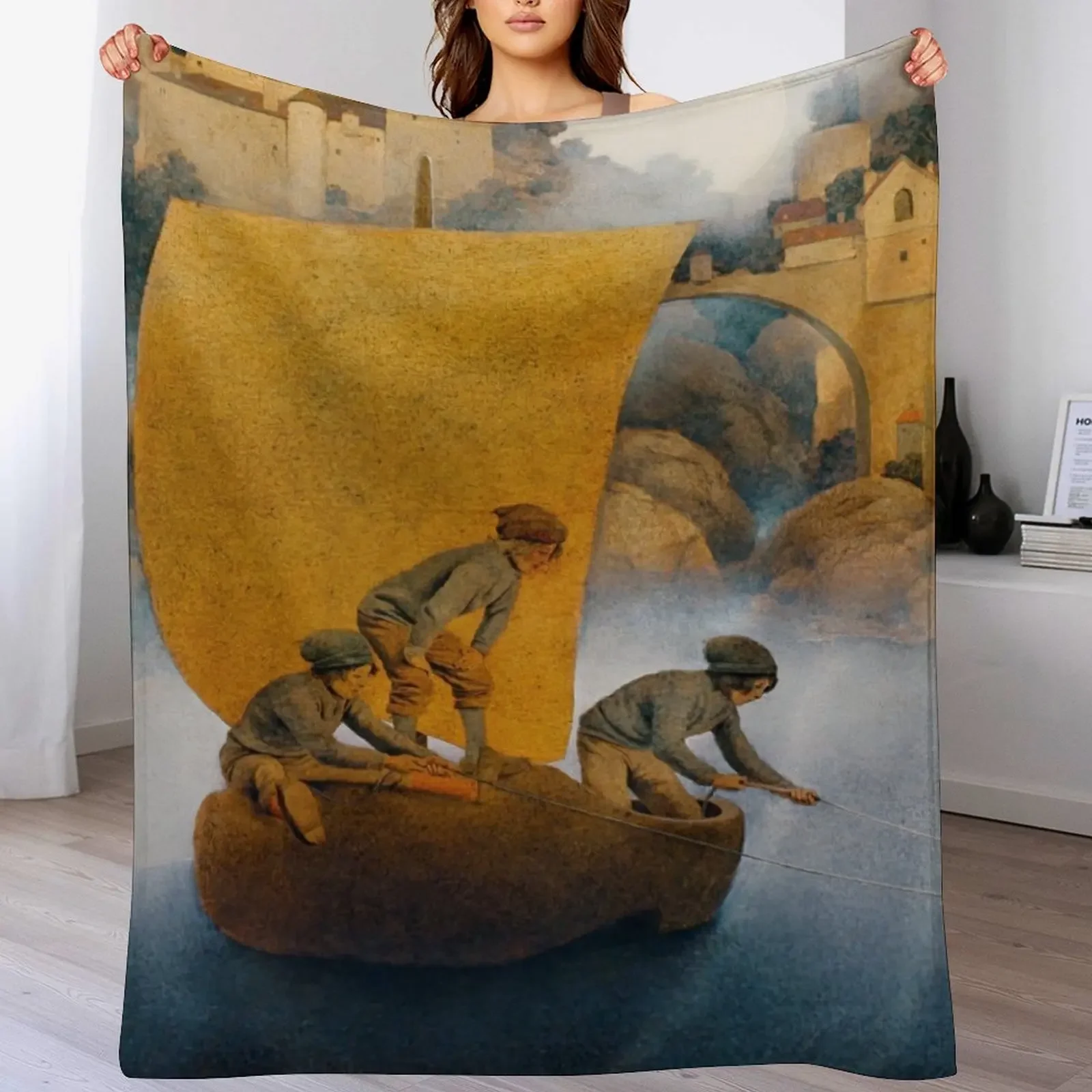 Новый Wynken, Blynken и Nod от Maxfield Parrish - Сказочные пледы Декоративные одеяла для дивана Пушистые теплые зимние одеяла
