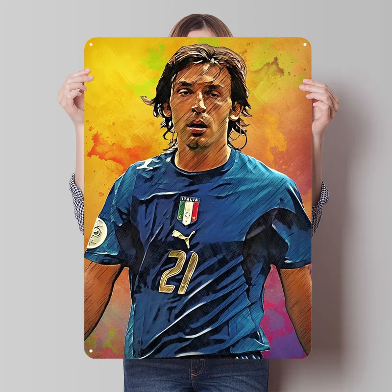 Andrea Pirlo футболист металлический плакат украшение гостиной дома настраиваемые металлические жестяные вывески для украшения стен