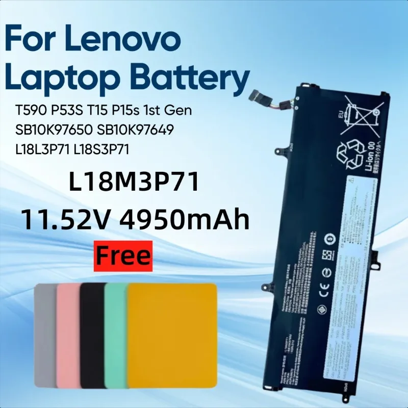 4950 мАч L18M3P71 для Lenovo ThinkPad T590 P53S T15 P15s 1-го поколения SB10K97650 SB10K97649 L18L3P71 L18S3P71 Аккумулятор для ноутбука