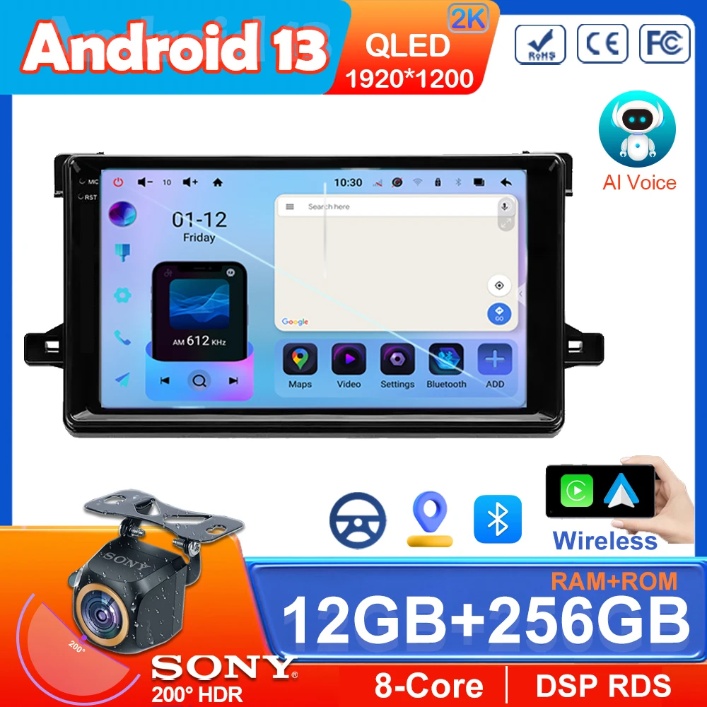 Android 13 для Toyota Prius XW50 2015 - 2020 автомобильный DVD мультимедийный плеер Авторадио Навигация GPS головное устройство Carplay QLED NO 2din