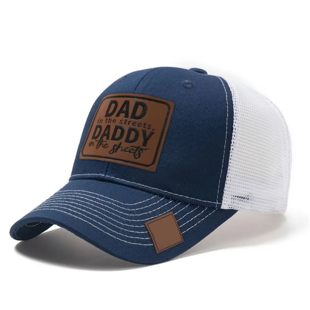 Фото Кепка с кожаной нашивкой DAD Snapback, регулируемая повседневная одежда, шляпа дальнобойщика DADDY, солнцезащитная сетчатая бейсболка, альпинизм, велоспорт №2