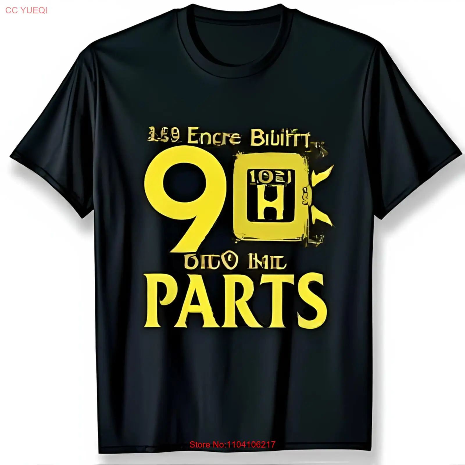 Стильная черная футболка с жирным желтым рисунком 90-х H & BITO IME PARTS