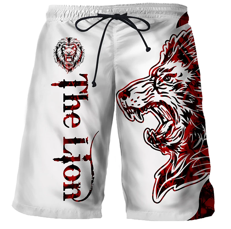 Фото Летние шорты для купания Cool Tiger Lion Wolf, удобные шорты для серфинга, быстросохнущий купальник, спортивные плавки, мужские пляжные шорты2025 №3