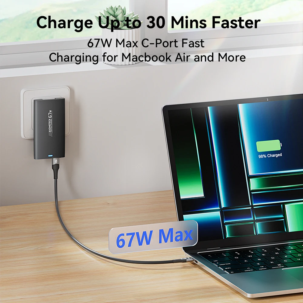 Фото ASOMETECH Сетевое зарядное устройство с портом USB Type-C, 67 Вт №3