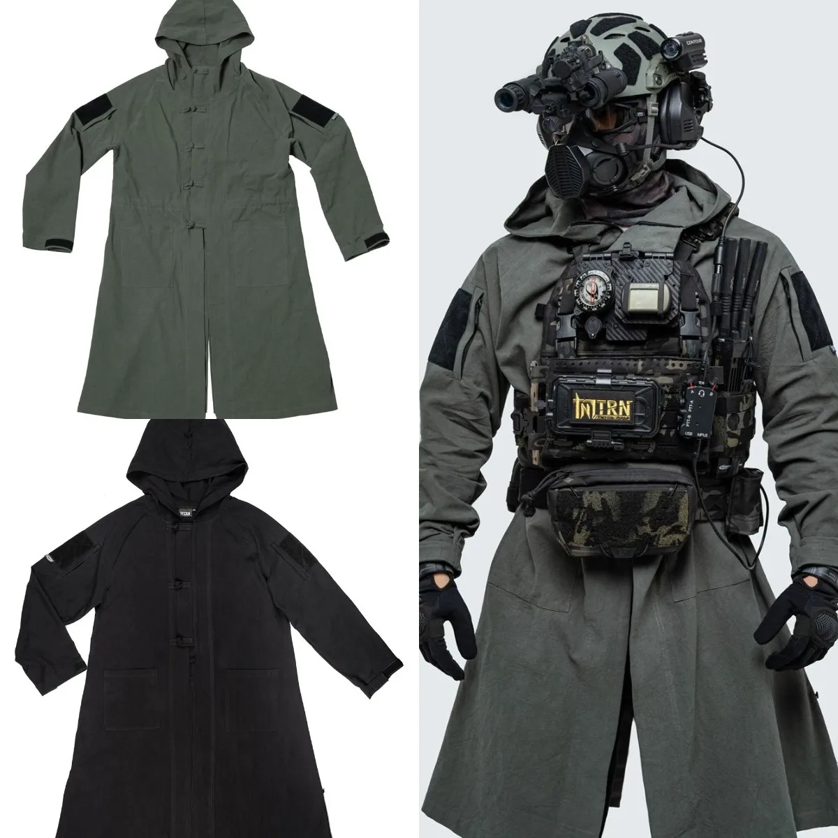 TRN-Tactical Crepe Shirt, улучшенное хлопковое белье, Свободное пальто, длинный плащ