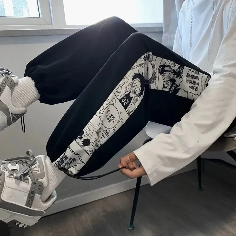 Цельнокроеные брюки аниме косплей костюмы уличная одежда для отдыха комбинезоны Луффи спортивные брюки повседневные спортивные женские мужские свободные брюки подарок