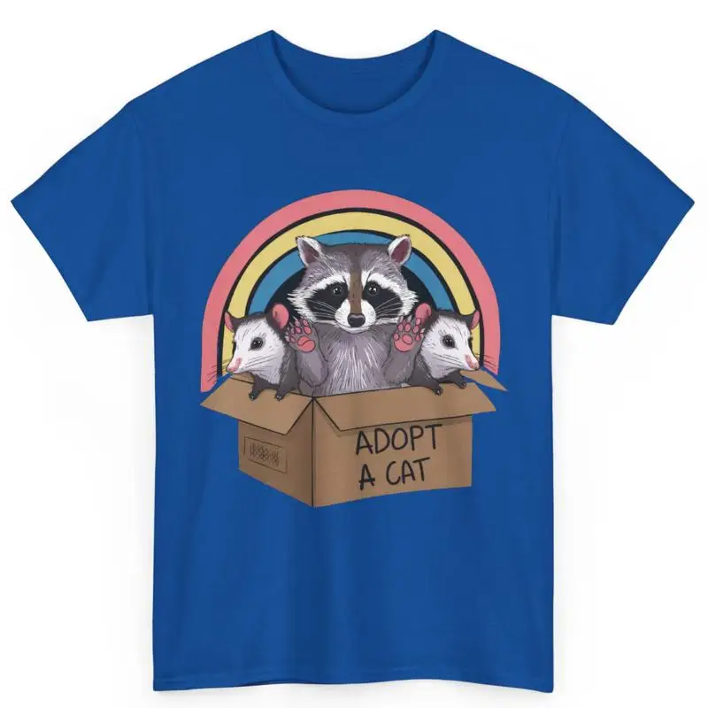 Хлопковая футболка с изображением енота Possum Adopt A Cat Funny For Animal Lover