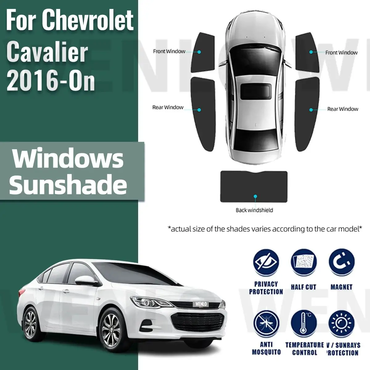 Для Chevrolet Cavalier 2016-2023 магнитный автомобильный солнцезащитный козырек, передняя занавеска на лобовое стекло, задняя боковая детская оконная солнцезащитная козырек
