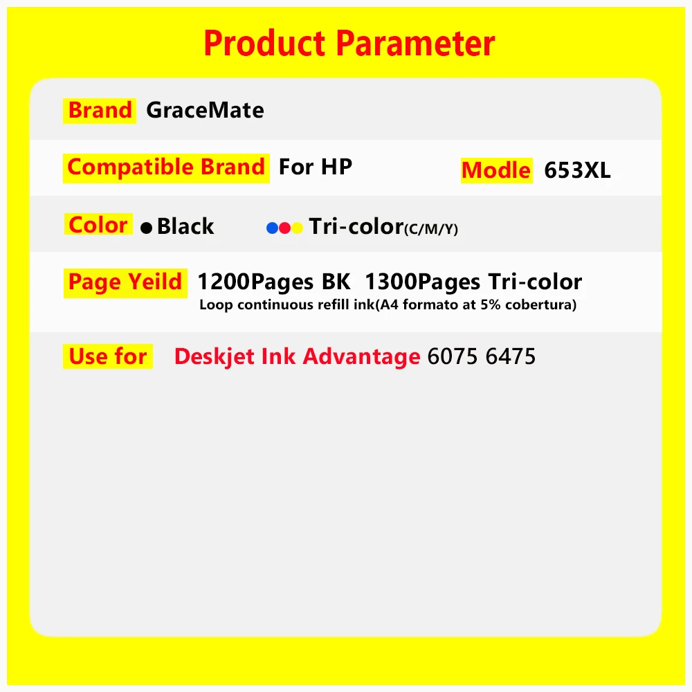 Фото Восстановленный картридж для струйных принтеров HP 653 XL HP 653 HP 653XL 653 HP Deskjet 6075 6475 №2