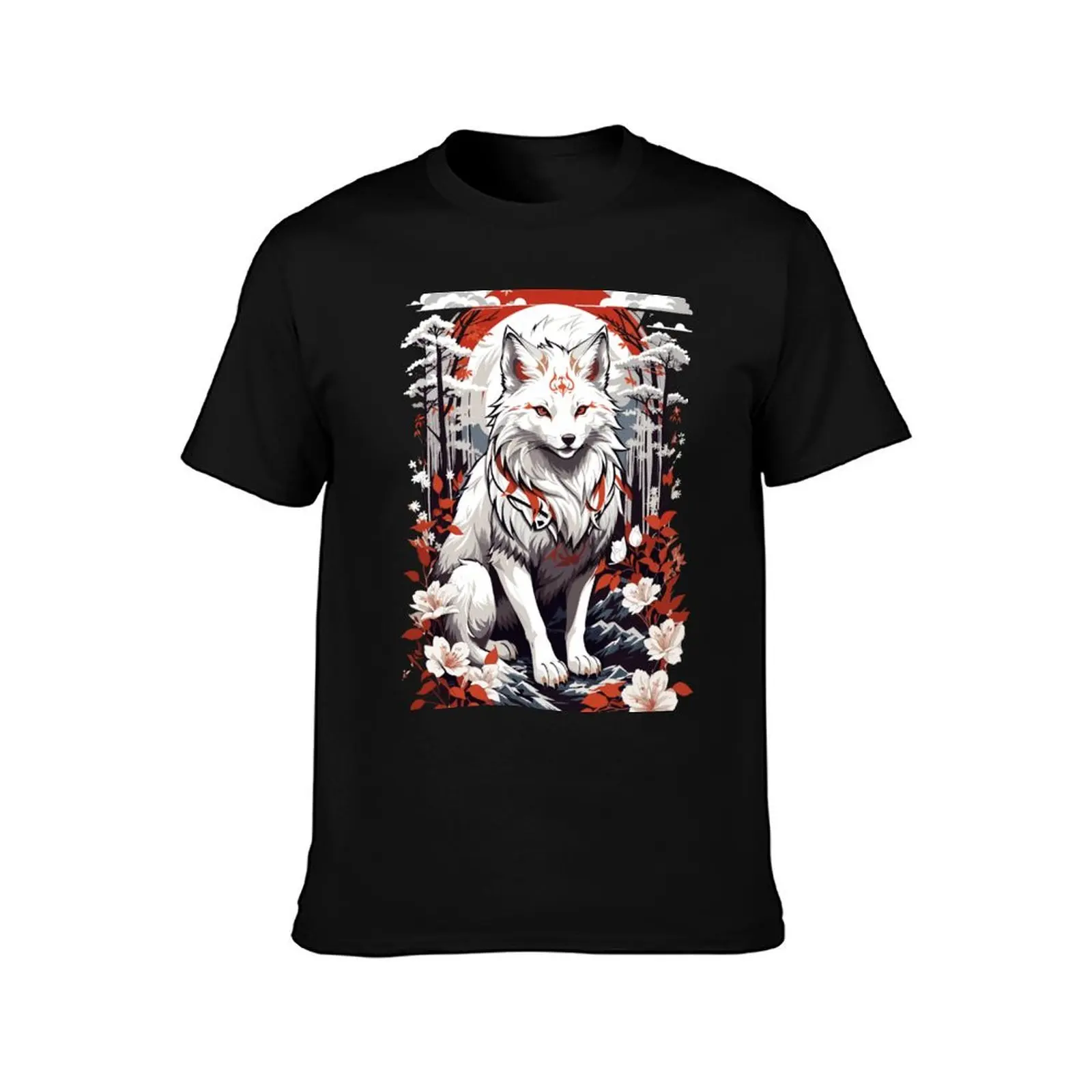 Фото Kitsune Mystery Япония футболка в стиле лисы эстетическая одежда аниме одежда графические футболки мужские высокие футболки №2