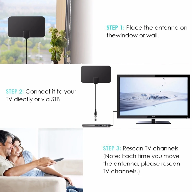 Цифровая мини-антенна DVB-T2 для помещений, Цифровая HD-Антенна для европейской и американской HDTV-антенны 174-240 МГц 470-862 МГц, 3 метра