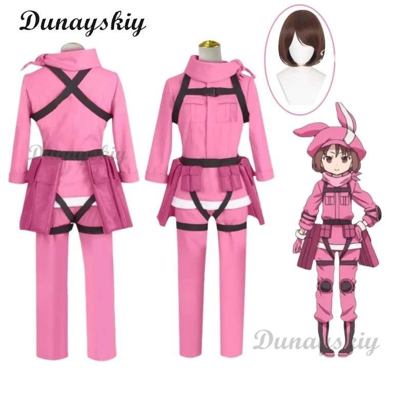 Аниме Gun Gale Online Kohiruimaki Karen Llenn пальто брюки униформа парик наряд аниме костюмы для косплея