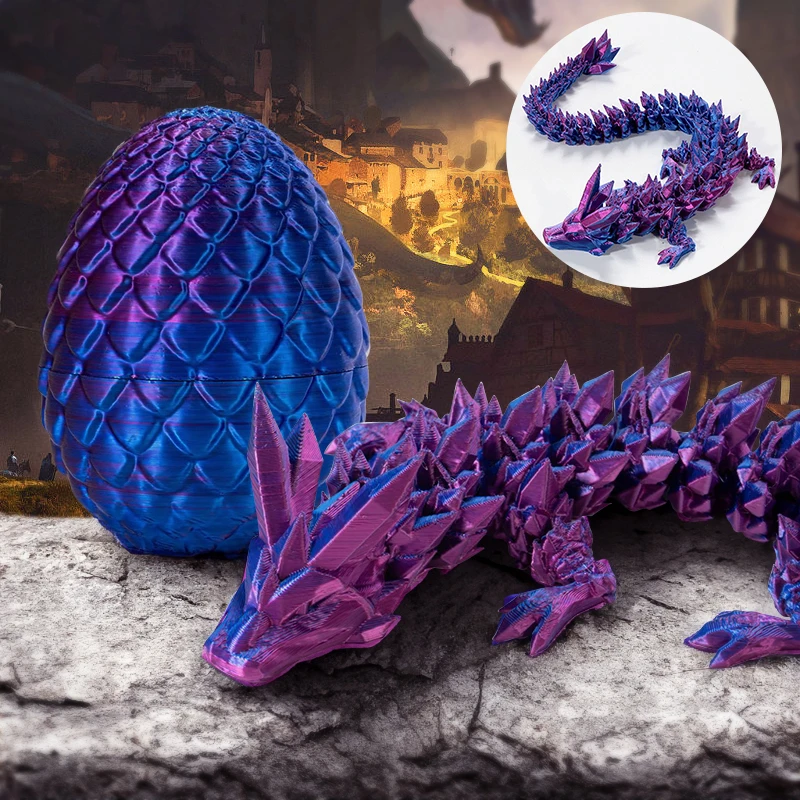 3D Печатный драгоценный камень Дракон Кристалл Дракон яйцо вращающиеся и целевые суставы 3D артикулированный Дракон игрушки для страдающих аутизмом ADHD детские подарки