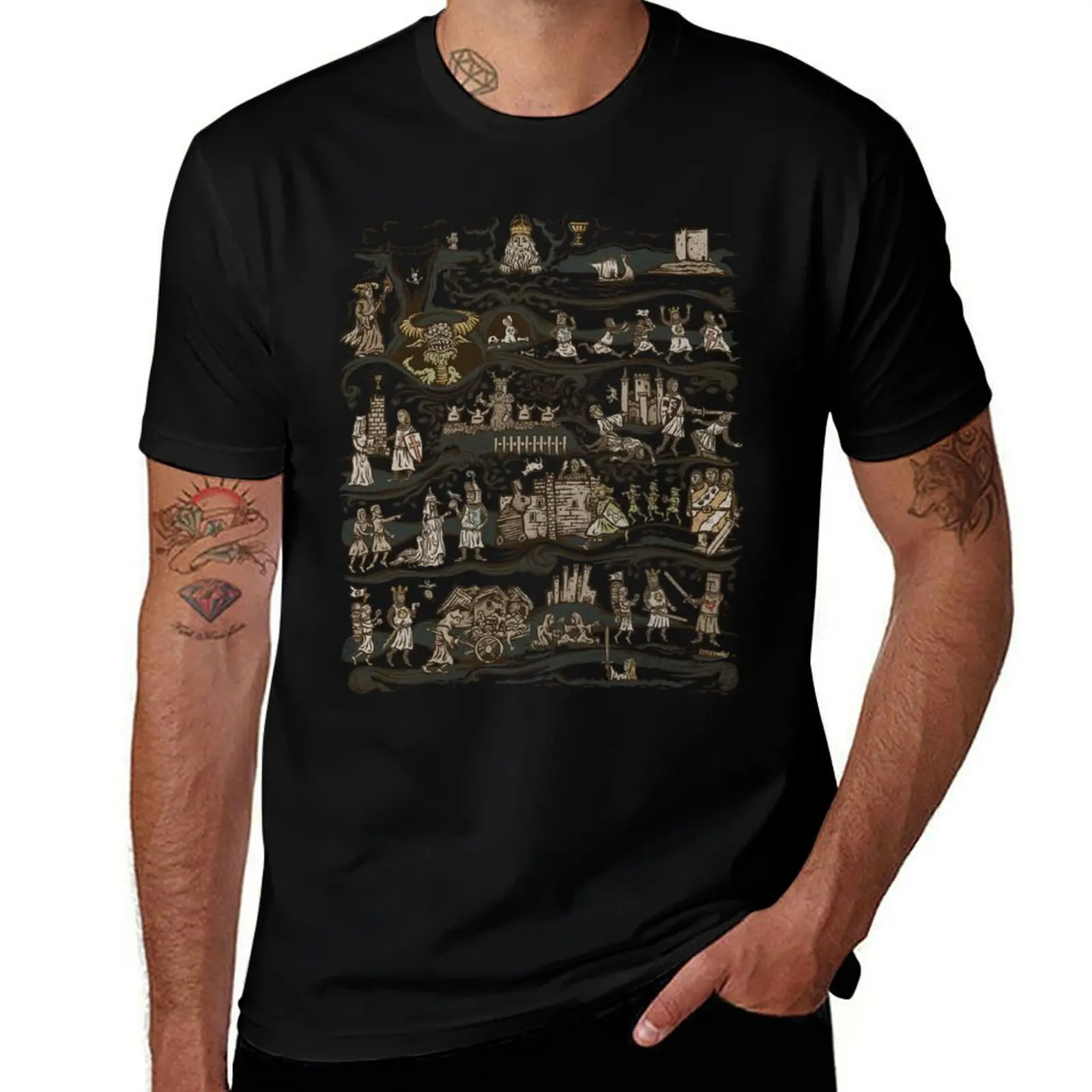 Футболка Caerbannog Tapestry, заготовки синего цвета, арховые мужские футболки