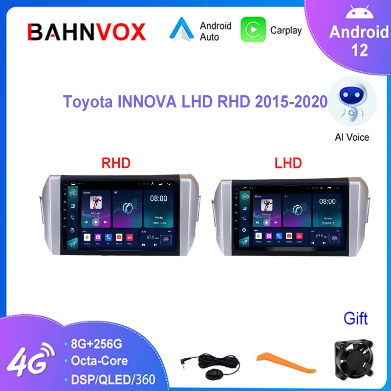 Автомагнитола 9 дюймов, Android 12,0, для Toyota INNOVA LHD RHD 2015 2020, стерео, мультимедийный видеоплеер, головное устройство с навигационным экраном для Carplay