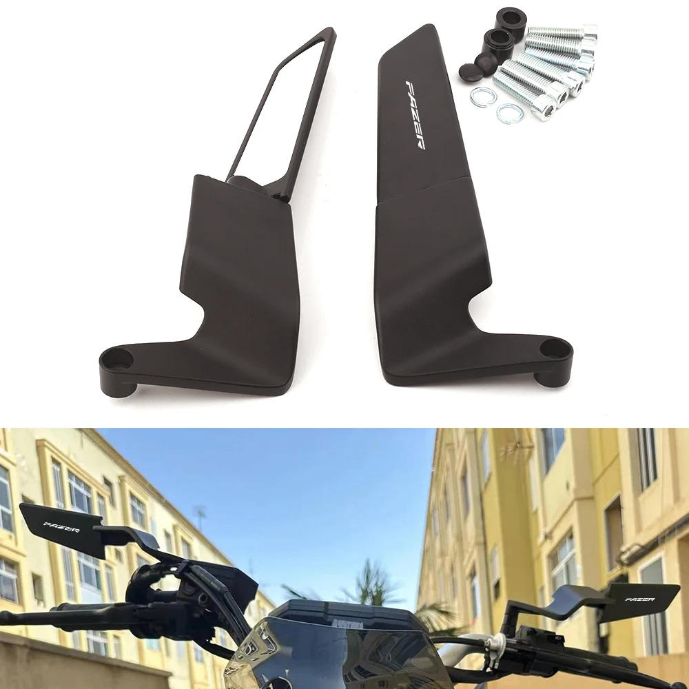 Зеркало заднего вида с логотипом для Yamaha Fazer Fz1 Fz6 Fz6n Fz6s Fz8 Fz 1 6 8, боковые крылья из металлического сплава, аксессуары для мотоциклов