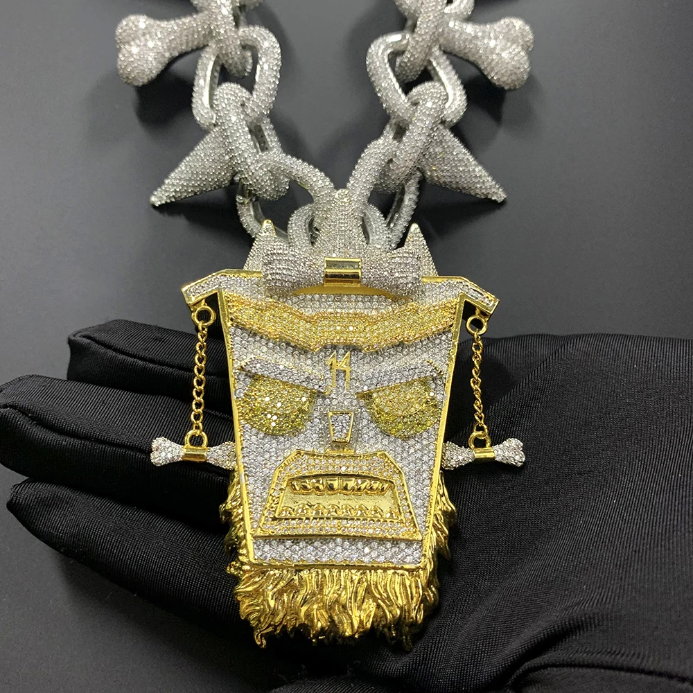 Icedminer 45 мм Super Big Bone Ghost Iced Out ожерелья для мужчин с блестящими цепочками ZIRCON рэпер гот хип-хоп ювелирные изделия Бесплатная доставка