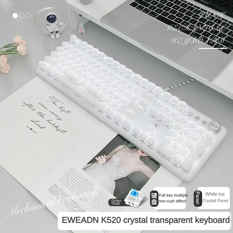 Проводная Механическая клавиатура EWEADN K520, прозрачная эргономичная дизайнерская клавиатура для ПК, офисных игр, аксессуары для ноутбука, клавиатура на 104 клавиши, Win Mac