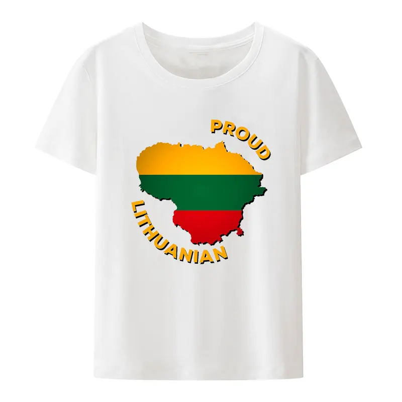 Фото Футболка Proud с литовским флагом и принтом из модала, классические мужские и женские свободные дышащие футболки с коротким рукавом и графическим принтом, модные футболки с юмором №2