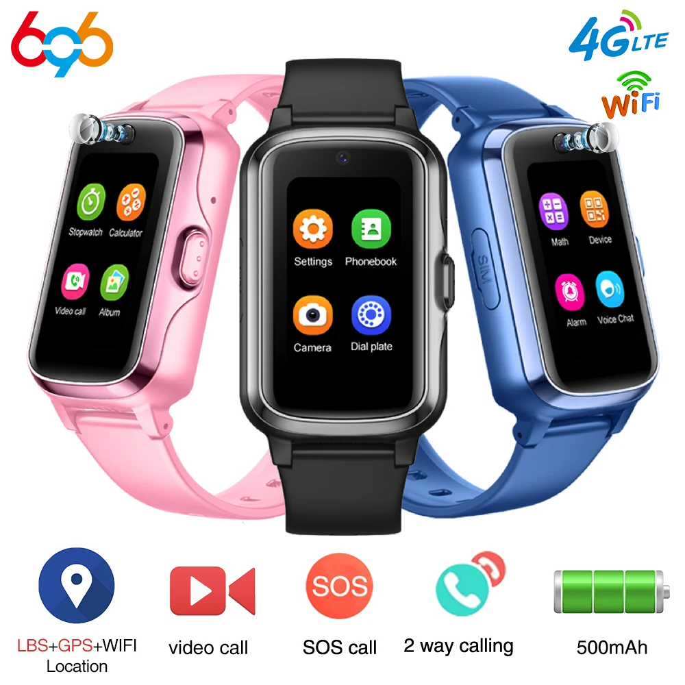 Детские умные часы 4G SOS GPS, местоположение, видеозвонок, Wi-Fi, SIM-карта для детей, умные часы, камера 500 мАч, IPX7, водонепроницаемые подарки для детей