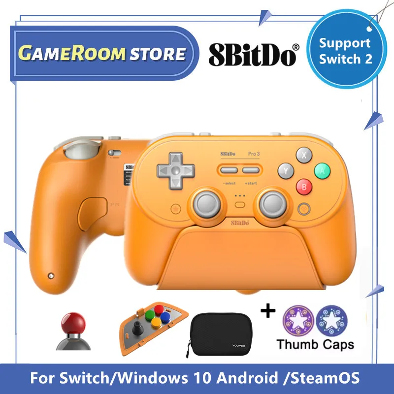 Контроллер 8BitDo с зарядной док-станцией Pro 3, Bluetooth-геймпад, адаптер 2,4G для Switch/Windows 10, Android/SteamOS/для Apple iOS Видеоигры и аксессуары