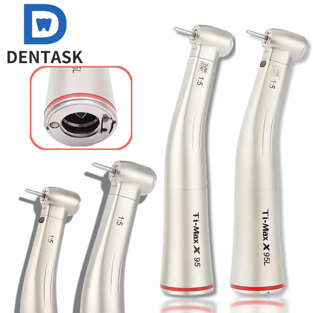 Фото Высокоскоростной стоматологический наконечник DENTASK X95/X95L, воздушная турбина с красным кольцом и внутренним распылителем воды, увеличение 1:5 №2