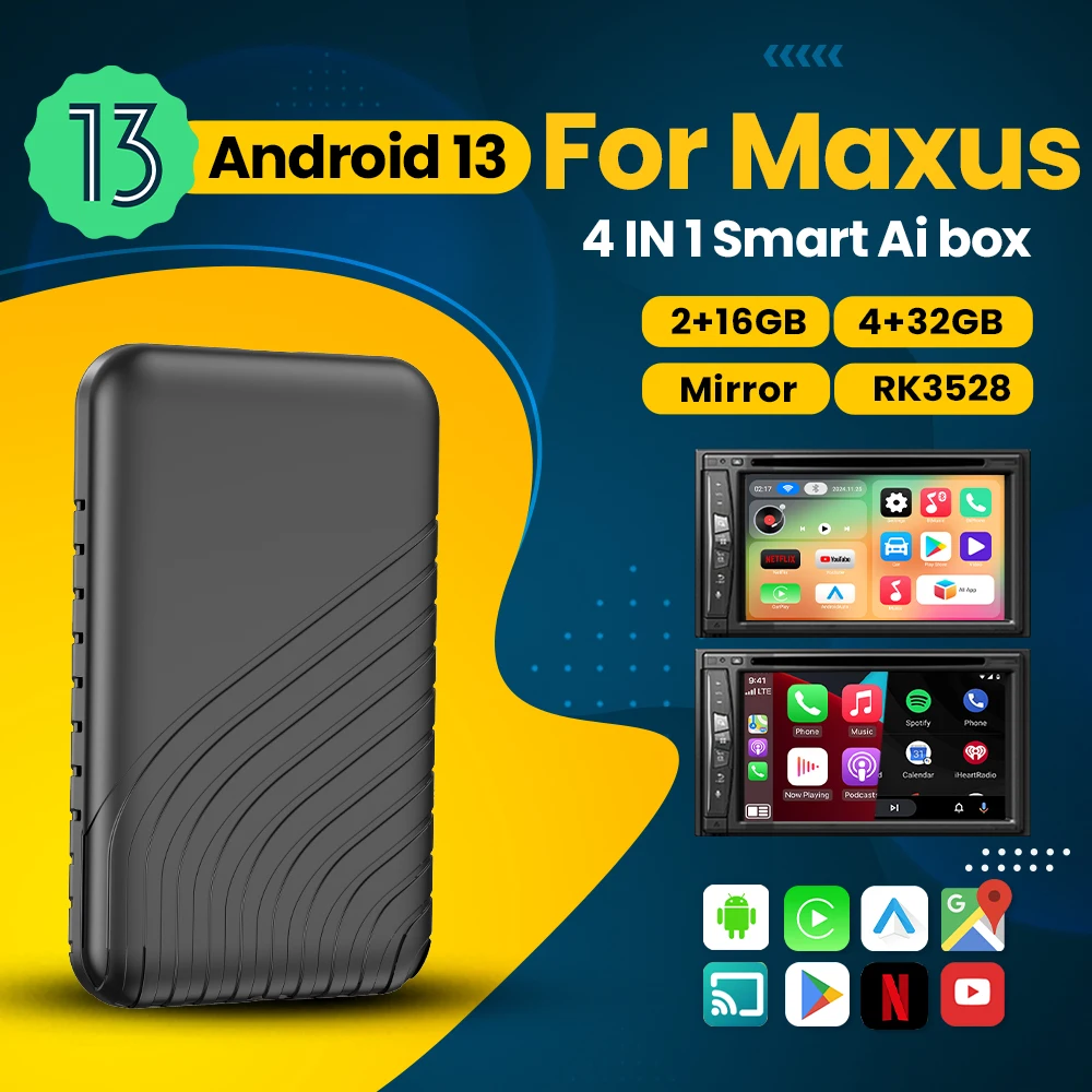 Android 13 беспроводной Carplay Android Auto для Netflix Youtube Global Langages Box для Maxus G10 EV80 D90 T60 V80 ДОСТАВКА 9/7