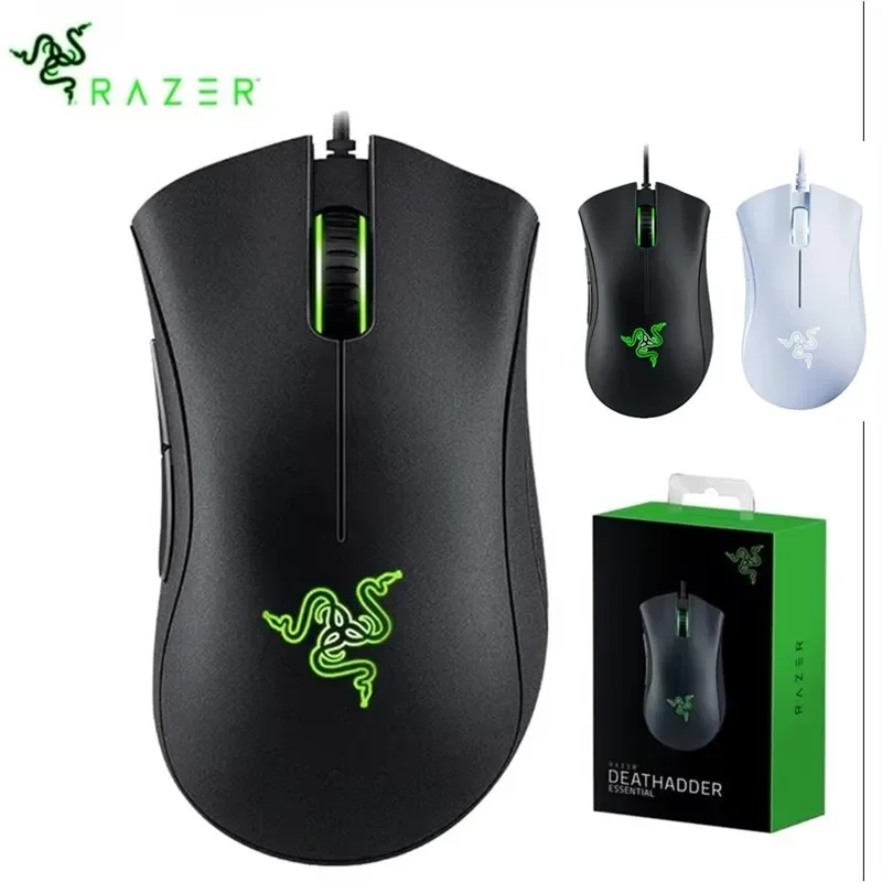 Проводная игровая мышь Razer DeathAdder Essential/проводная мышь 6400 точек на дюйм, 5 независимых кнопок для ноутбука, ПК, геймера