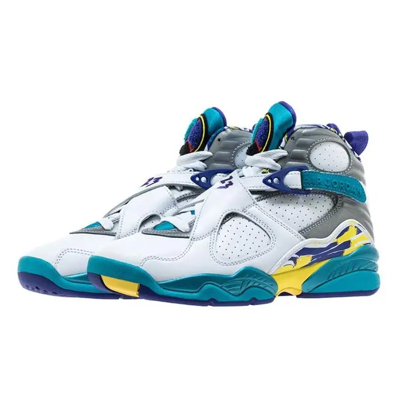 Фото Женские кроссовки Nike Jordan 8 Retro White Aqua 2019 №2
