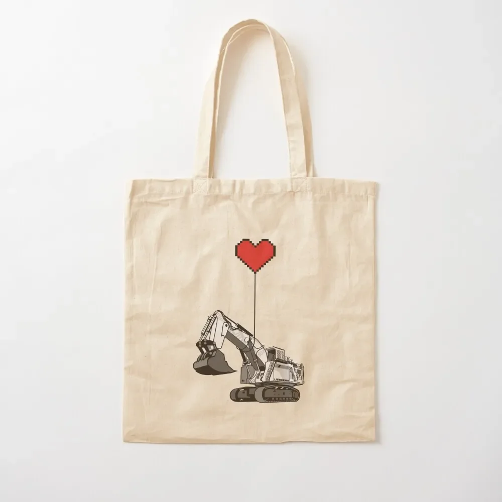 Love Excavator Tote Bag, милая сумка-тоут, холщовая сумка для покупок, холщовые сумки