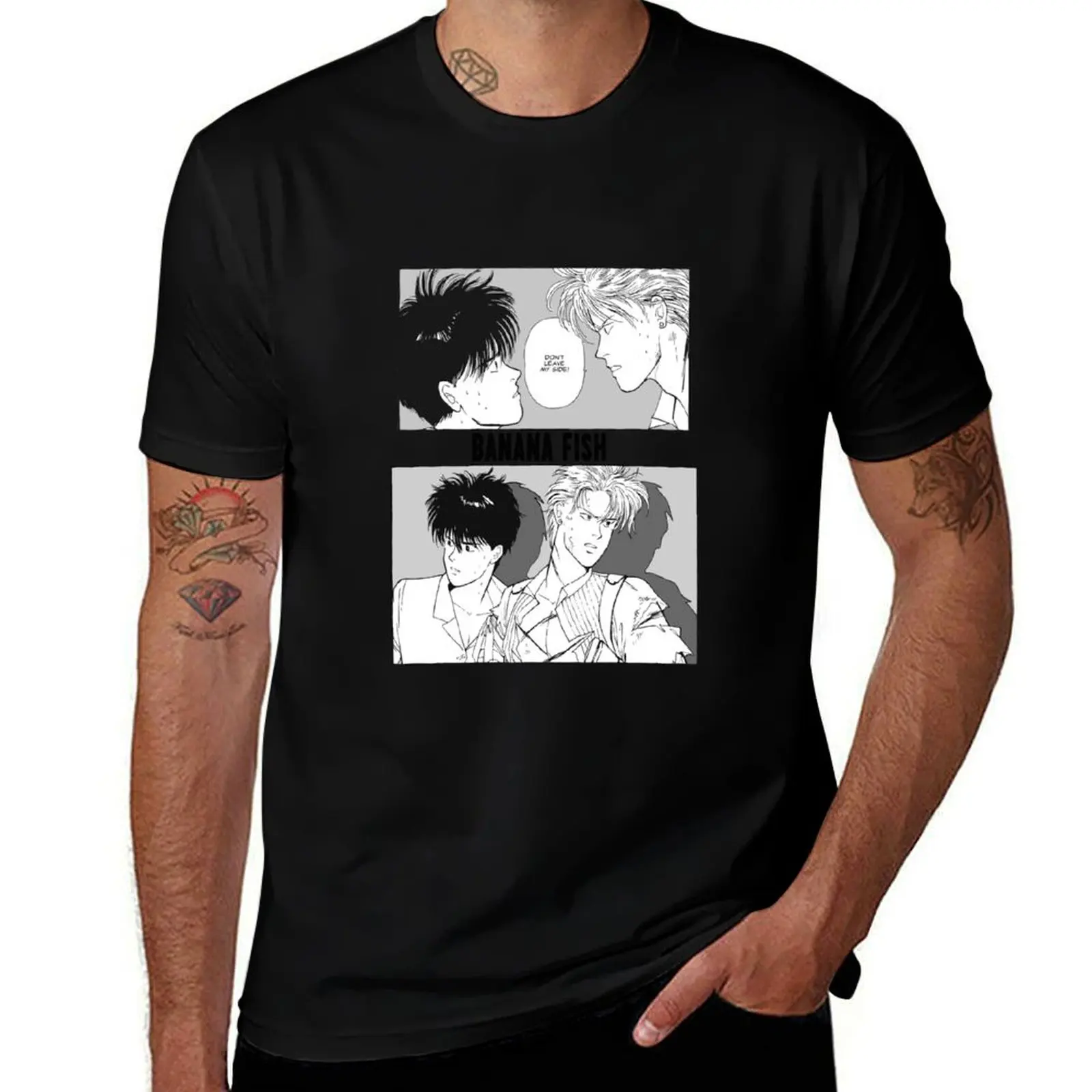 Футболка BANANA FISH-Stay by my side, забавные костюмы, одежда в стиле аниме, корейская модная необходимая футболка, футболки для мужчин