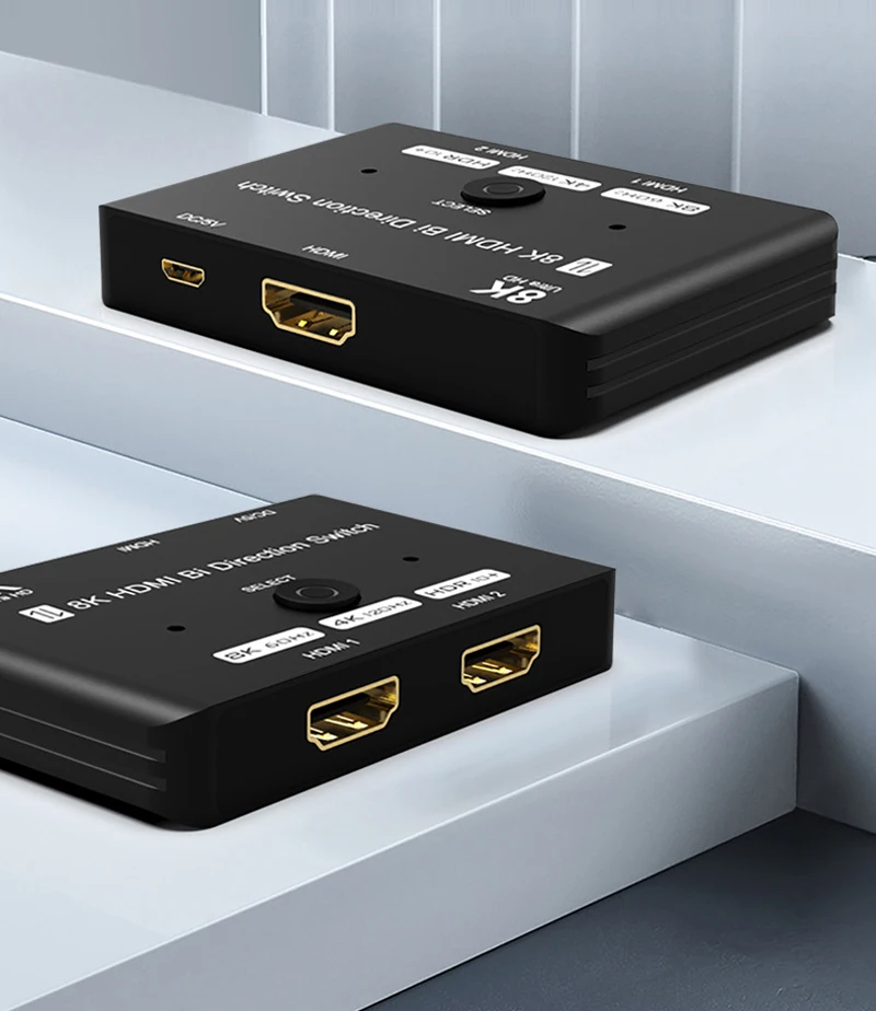 Фото Двунаправленный коммутатор HDMI, 8K/60 Гц, версия 2,1, преобразователь 2 в 1, выход/1 в 2, резак для компьютерного экрана №2