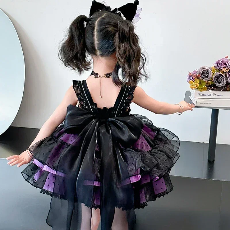 Фото Детское платье для косплея Sanrio Kuromi, плиссированная юбка в стиле академии, верхняя одежда для девочек, платье принцессы, подарок на день рождения №3