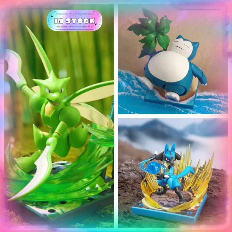 Новинка 2024 года, в наличии Blookes Snorlax Greninja Scyther Lucario Cinderace, экшн-фигурка, декор для стола, украшение, игрушка, подарки по индивидуальному заказу