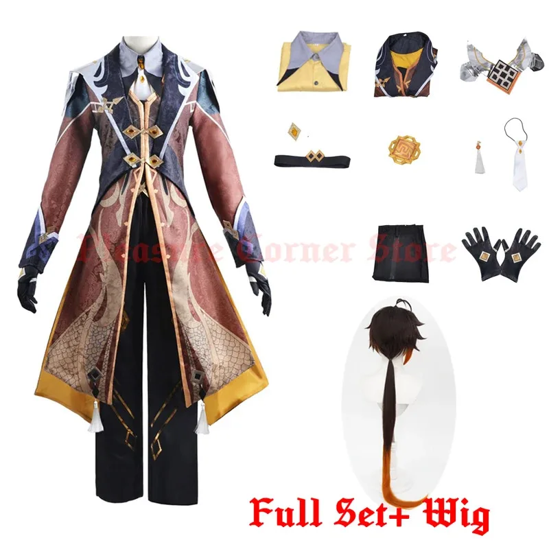 Фото Vivi 2025 игра Genshin Impact Zhongli Zhong Li боевая форма Archon полный комплект костюм парик Morax костюм косплей Out №5