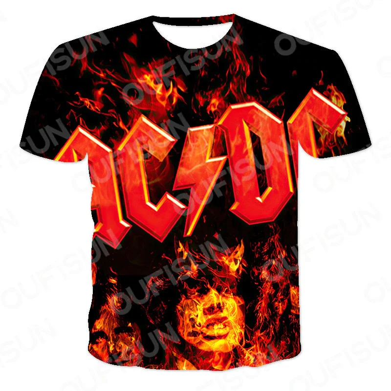 Мужская футболка AC DC 3D футболка популярный рок узор Мужская мода для путешествий Повседневная летняя футболка для близких рук Leher O Новинка ... (art.: 3920c198d5a16) - 3920c198d5a16