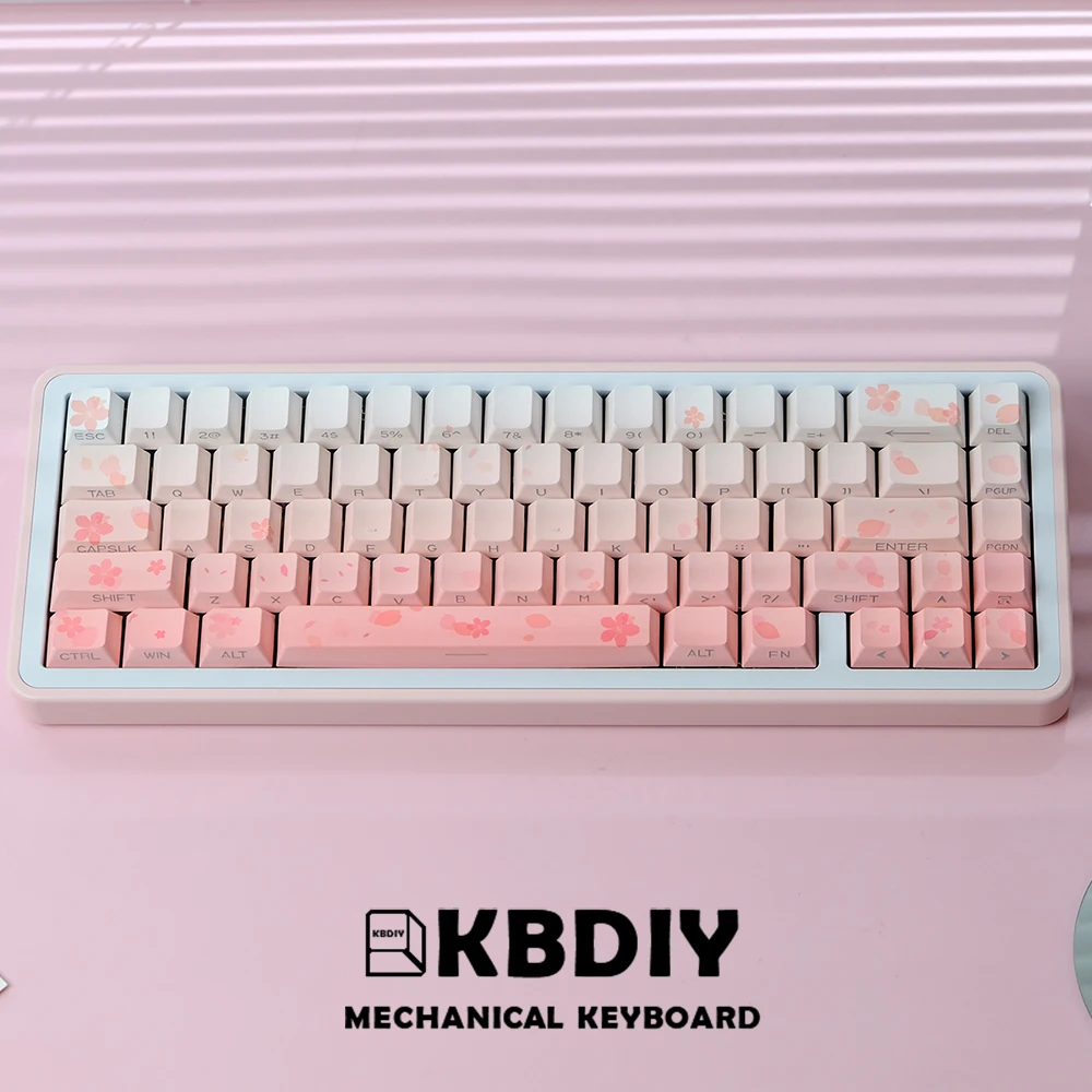 KBDiy 132 клавиш/комплект, клавиши с принтом сакуры, клавиши PBT для механической игровой клавиатуры, клавиатура с вишневым профилем на заказ для переключателей MX