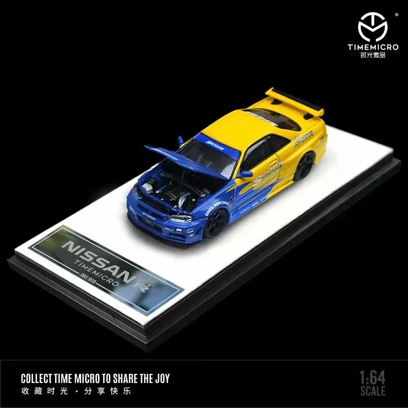 TimeMicro 1:64 Nissan GTR R34 ложка, литые модели автомобилей, детские игрушки, подарок